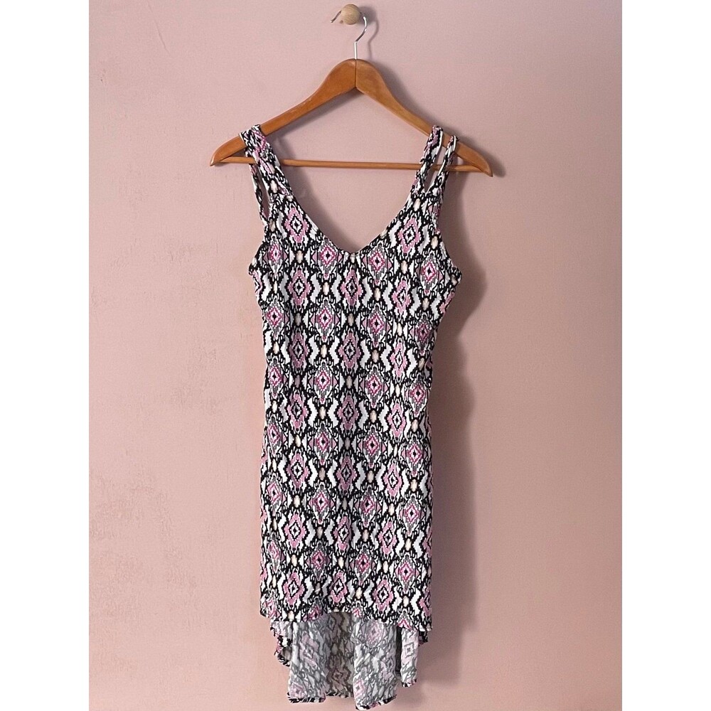 Dee Elle Pink, Black, & White Tribal Print High-Low Dress Size XS